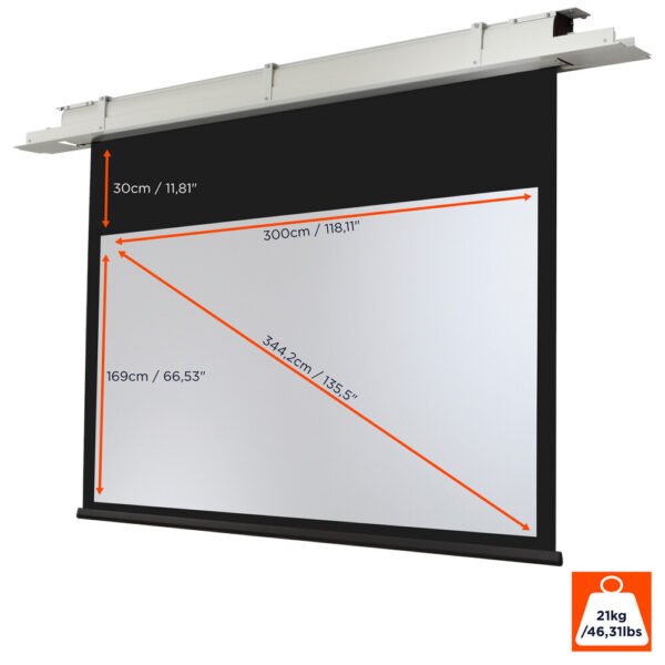 Ecran encastrable au plafond motorisé celexon Expert 300 x 169 cm – Image 4