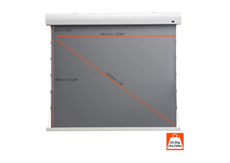 celexon HomeCinema High Contrast Motorized Tensioned Projection Screen 243 x 136 cm, 110" - Dynamic Slate ALR – Image 7