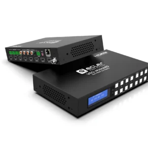 VEO-MXH44D HDMI 2.0 4x4 18Gbps Matrix with Audio De-Embedders and Display