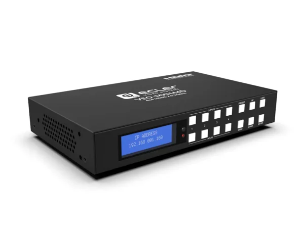 VEO-MXH44D HDMI 2.0 4x4 18Gbps Matrix with Audio De-Embedders and Display – Image 2