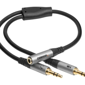 Audio adapter 2x 3.5mm stereo jack to 3.5mm stereo jack M/F celexon PRO 0.25 m