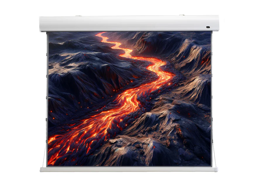 celexon HomeCinema High Contrast Motorized Tensioned Projection Screen 243 x 136 cm, 110" - Dynamic Slate ALR