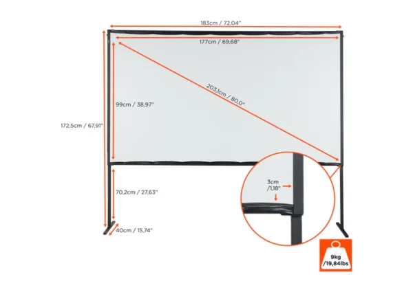 Celexon projection screen on basic mobile frame 177 x 99 cm – Image 2
